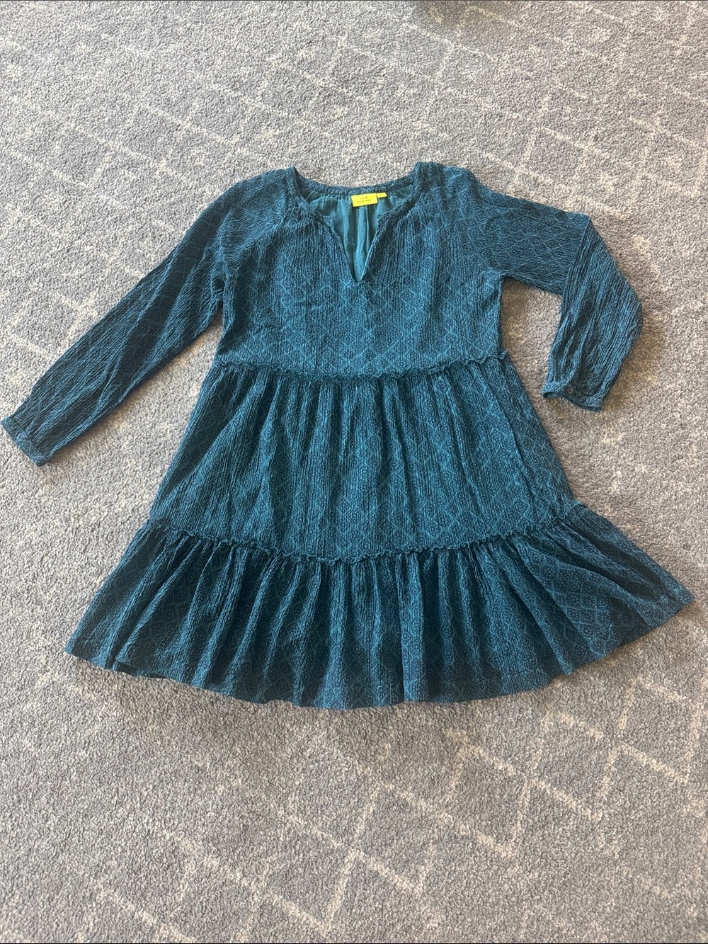 Roller Rabbit Teal Seersucker Tiered Dress